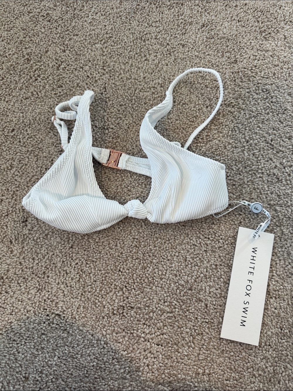WHITE FOX SWIM | White Ribbed Knot Bikini Top